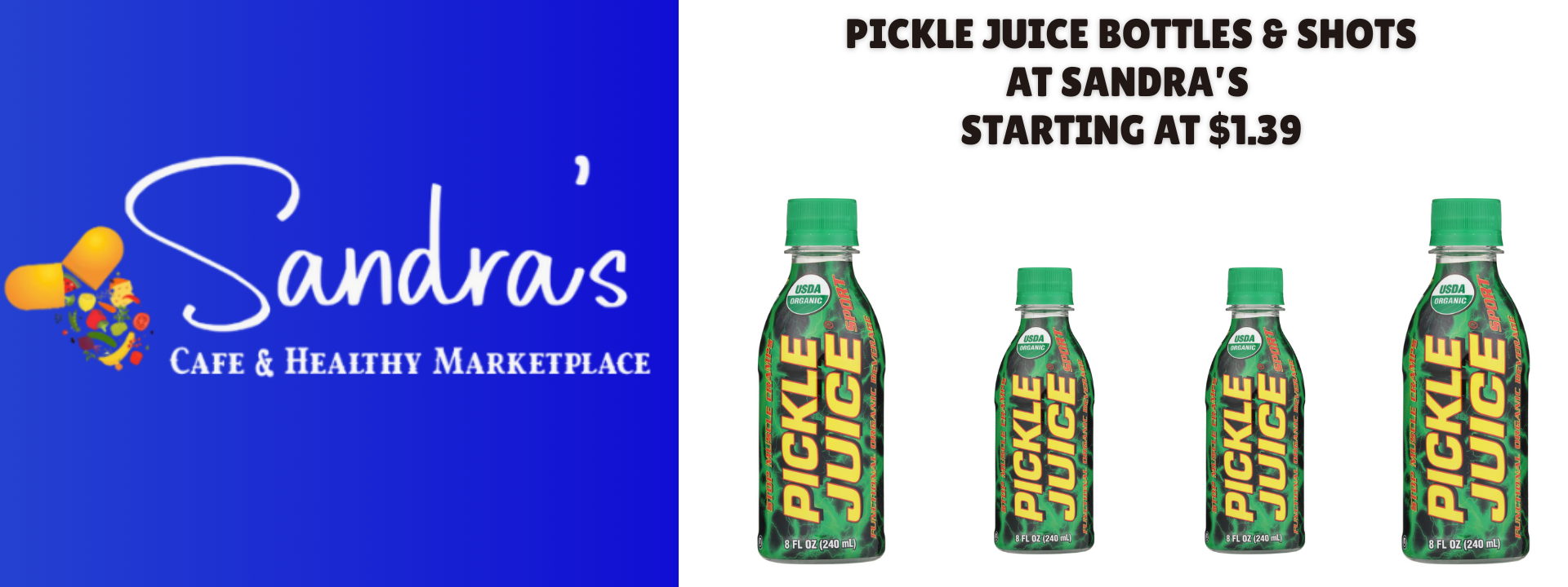 Sandra's has cheap prices on Pickle Juice Shots and Pickle Juice Bottles for muscle recovery