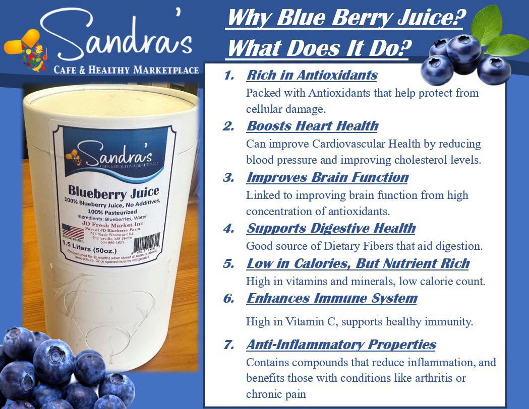 shop sandras for organic Blueberry Juice and more organic juices